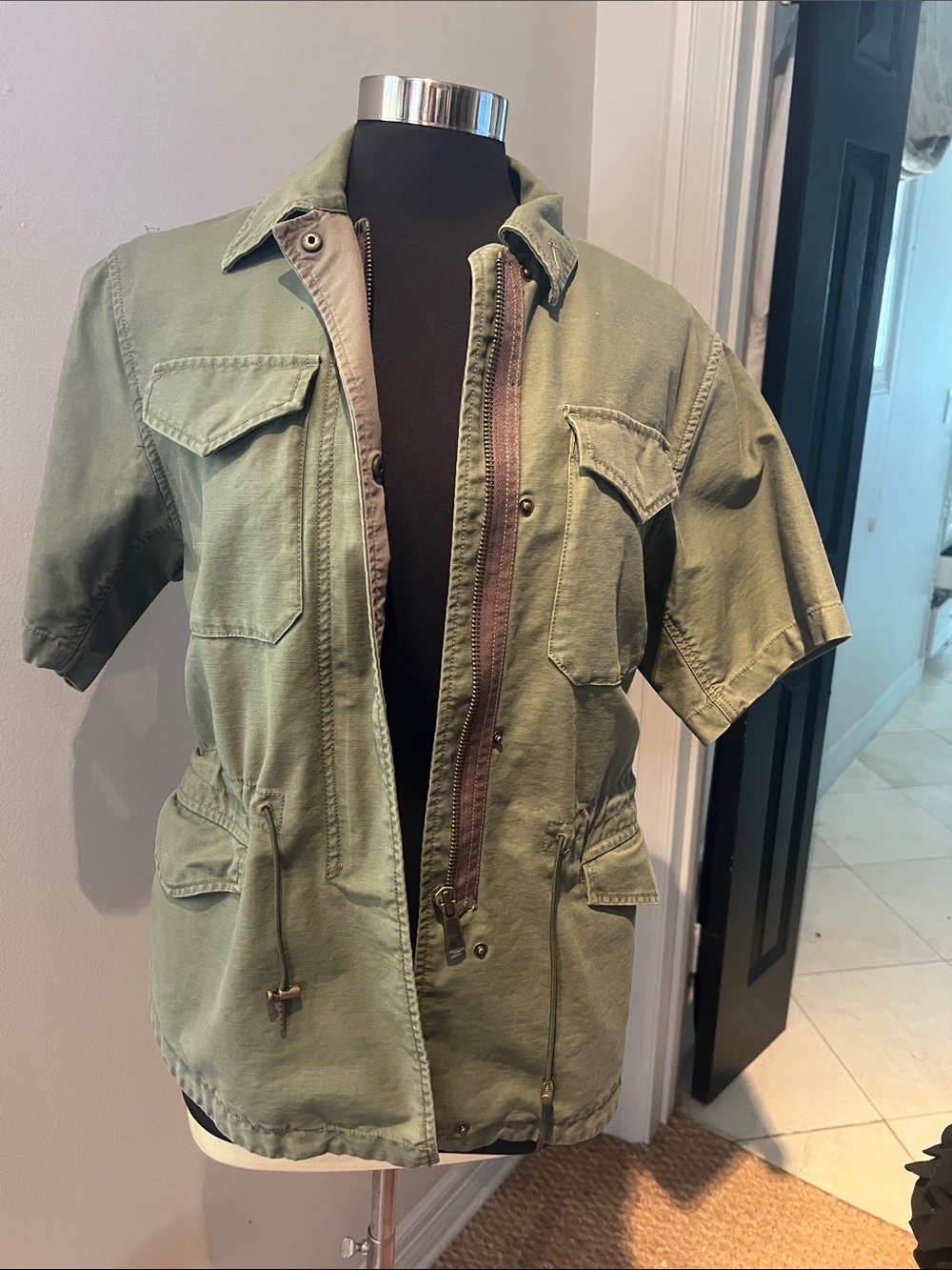 Club Monaco Olive Green Short-Sleeve Field Jacket